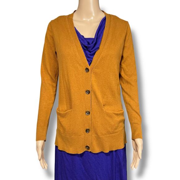 Old Navy Womens Tunic Cardigan Sweater Button Close V Neck Pumpkin Pie Color - Picture 1 of 8